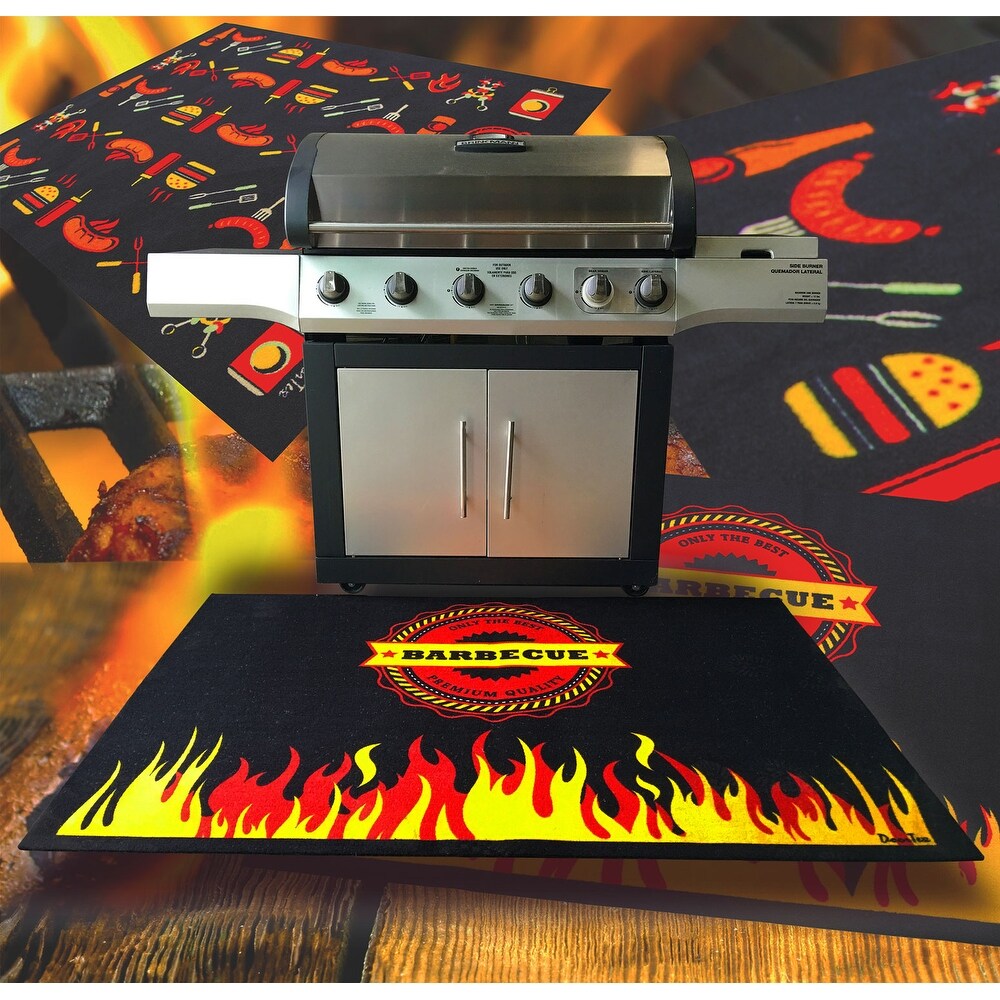 Doortex  BBQ Mat  Under Grill Mat  Fire Retardant and Flame Resistant Mat with Flame Design  Size 39\