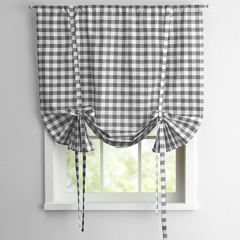 Sweet Home Buffalo Check Gingham Decorative Tie-Up Window Shade