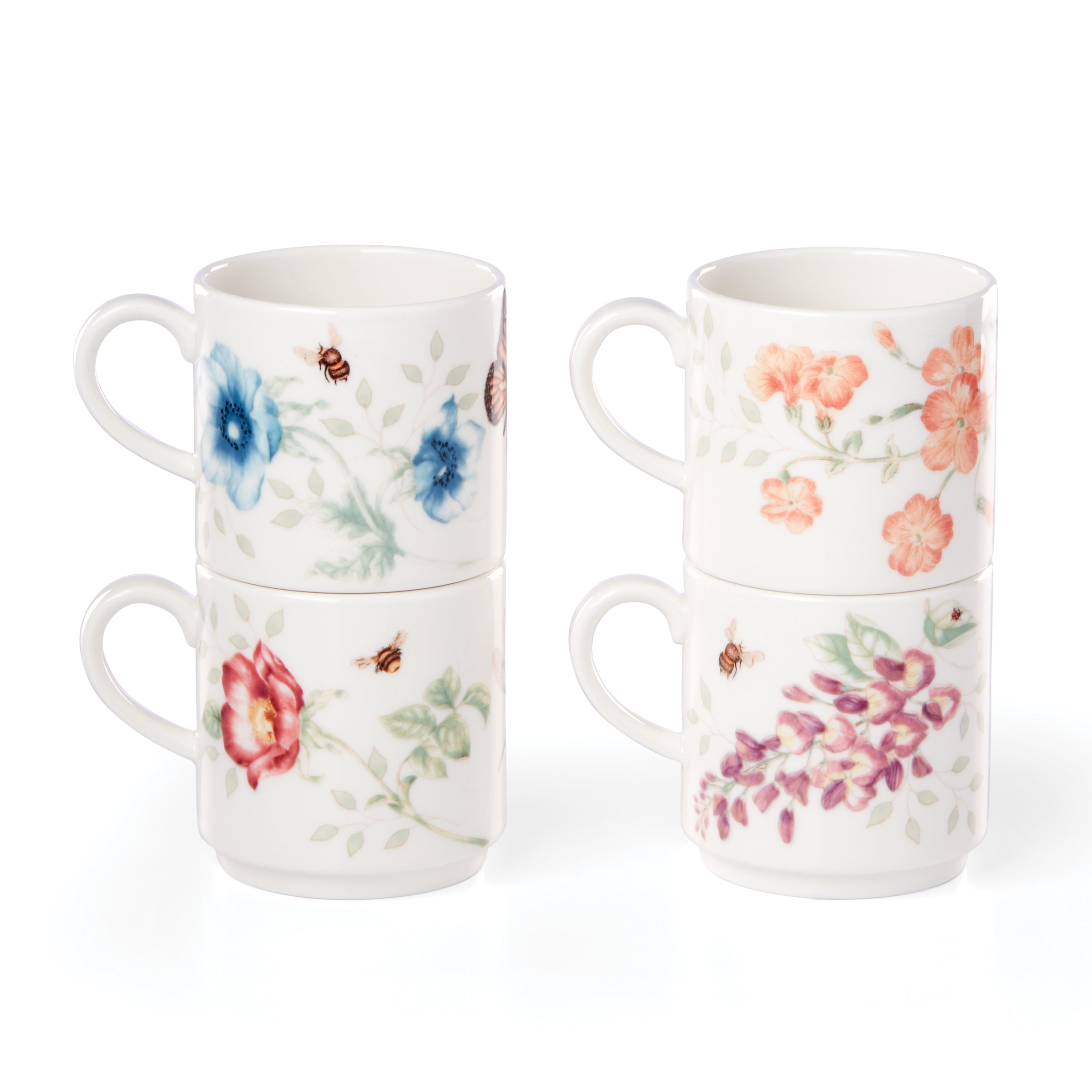 Butterfly Meadow 4-Piece Stacking Mug Set