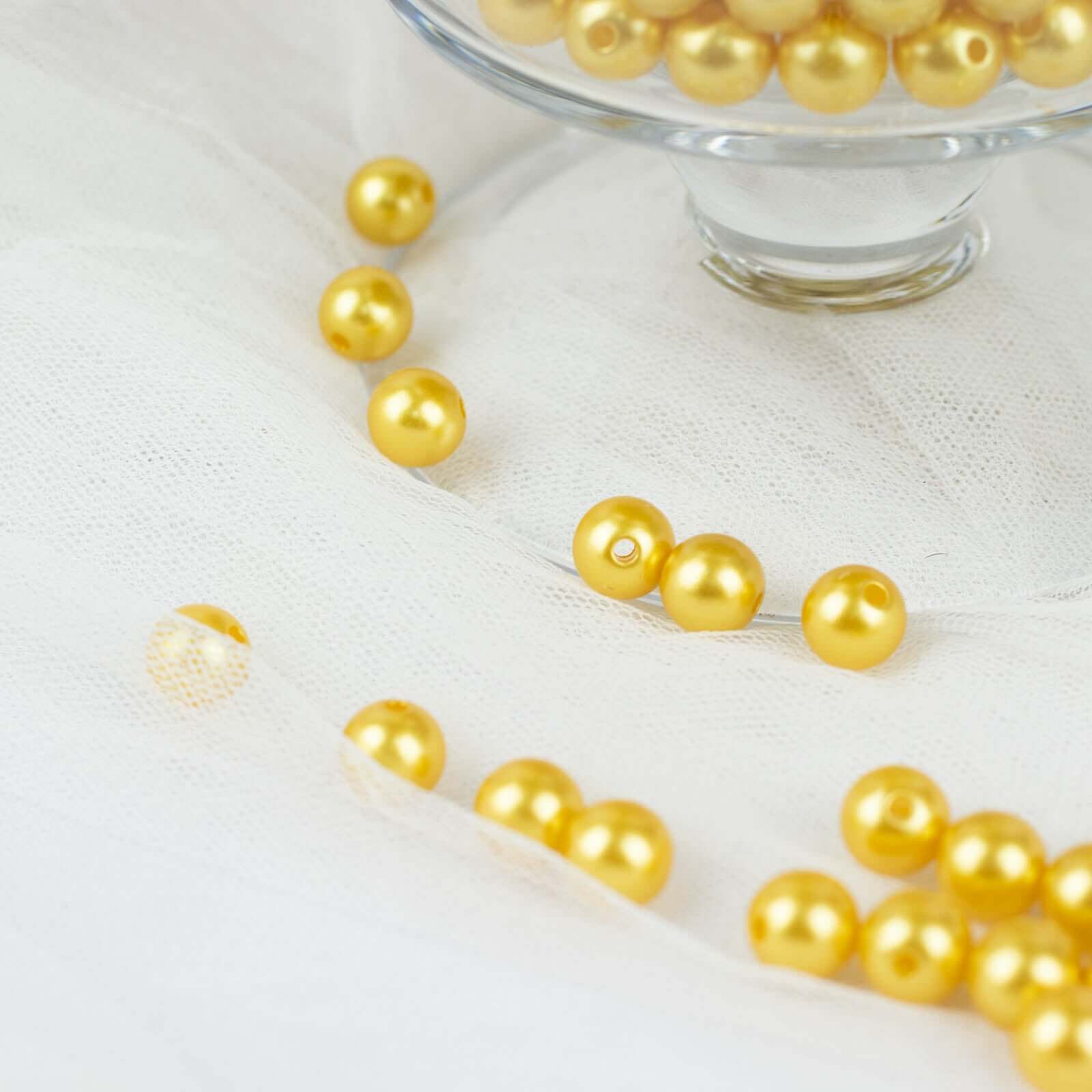 1000 Pack Metallic Gold Faux Craft Pearl Beads and Vase Filler 10mm