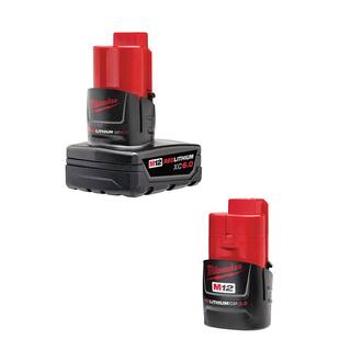 MW M12 12-Volt Lithium-Ion Extended Capacity Battery Pack Combo W 6.0Ah and 3.0Ah Batteries 48-11-2460-48-11-2430