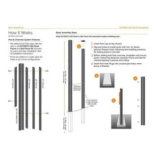 OUTDECO 96 in x 2 in. x 2in. Black Galvanized Steel Fence Post (for in-ground Decorative Privacy Panels and Slat Fence Installs) ODP96