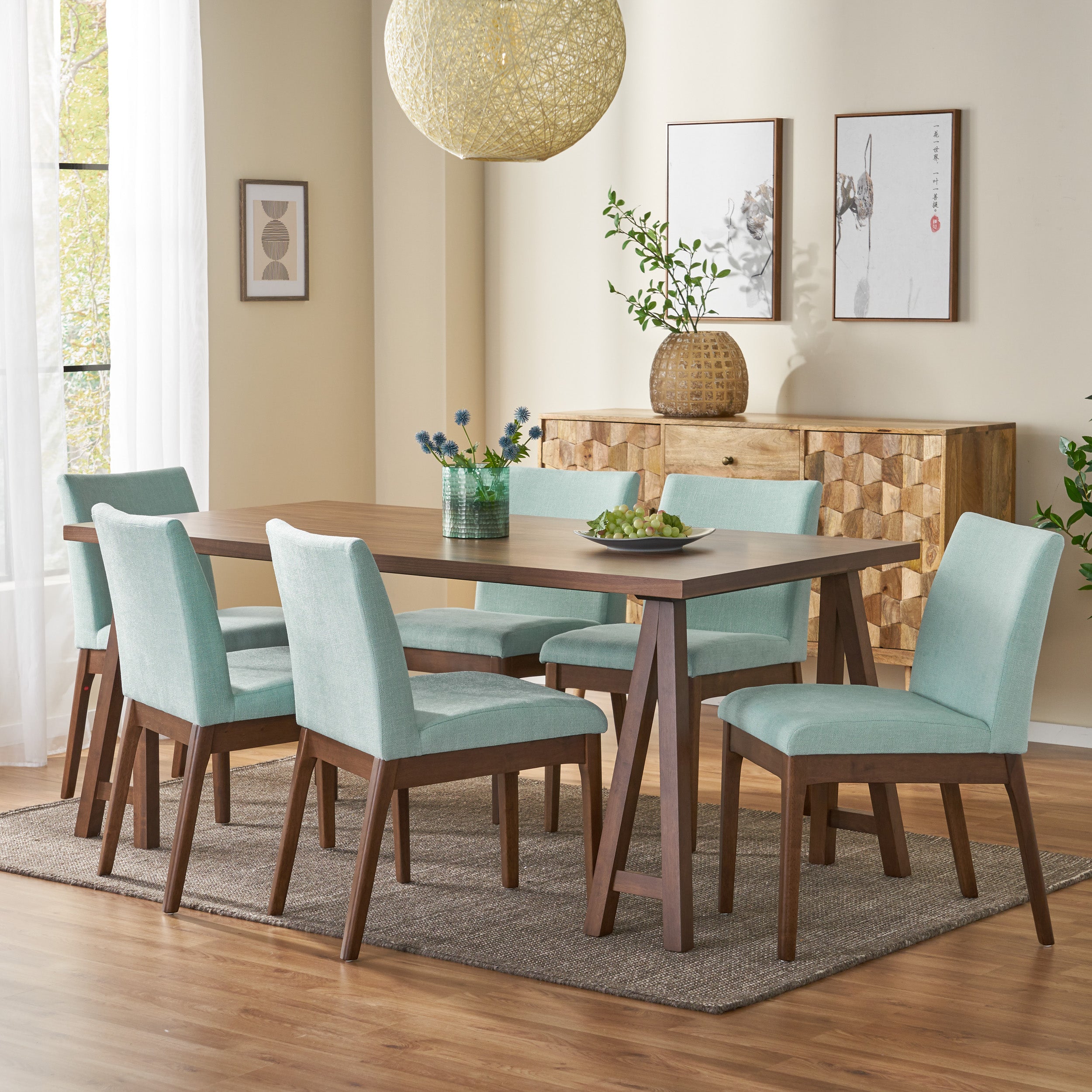 Elsinore Mid-Century Modern 7 Piece Dining Set