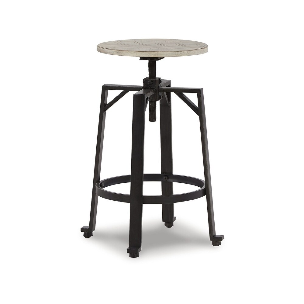 Signature Design by Ashley Karisslyn Whitewash/Black Adjustable Height Swivel Counter Stool (Set of 2)   19\