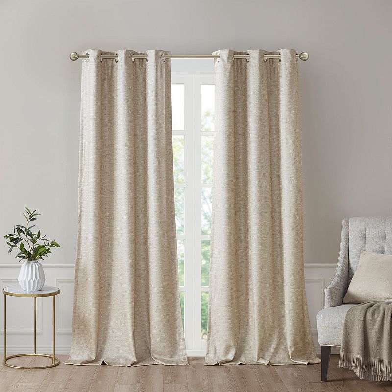 SunSmart 2-pack Leighton Tonal Printed Faux Silk 100% Blackout Window Curtain Set