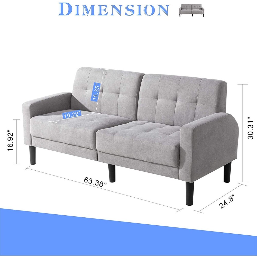 Futzca 63 inch Small Modern Tufted Upholstered Loveseat