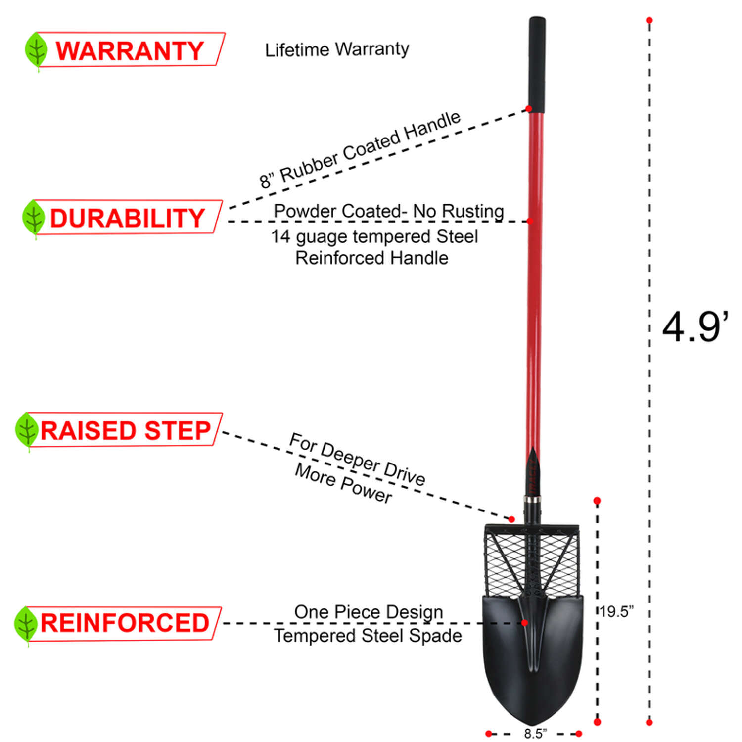 Tracey Tools Smart Shovel 60 in. Steel Dual-Purpose Shovel Fiberglass Handle