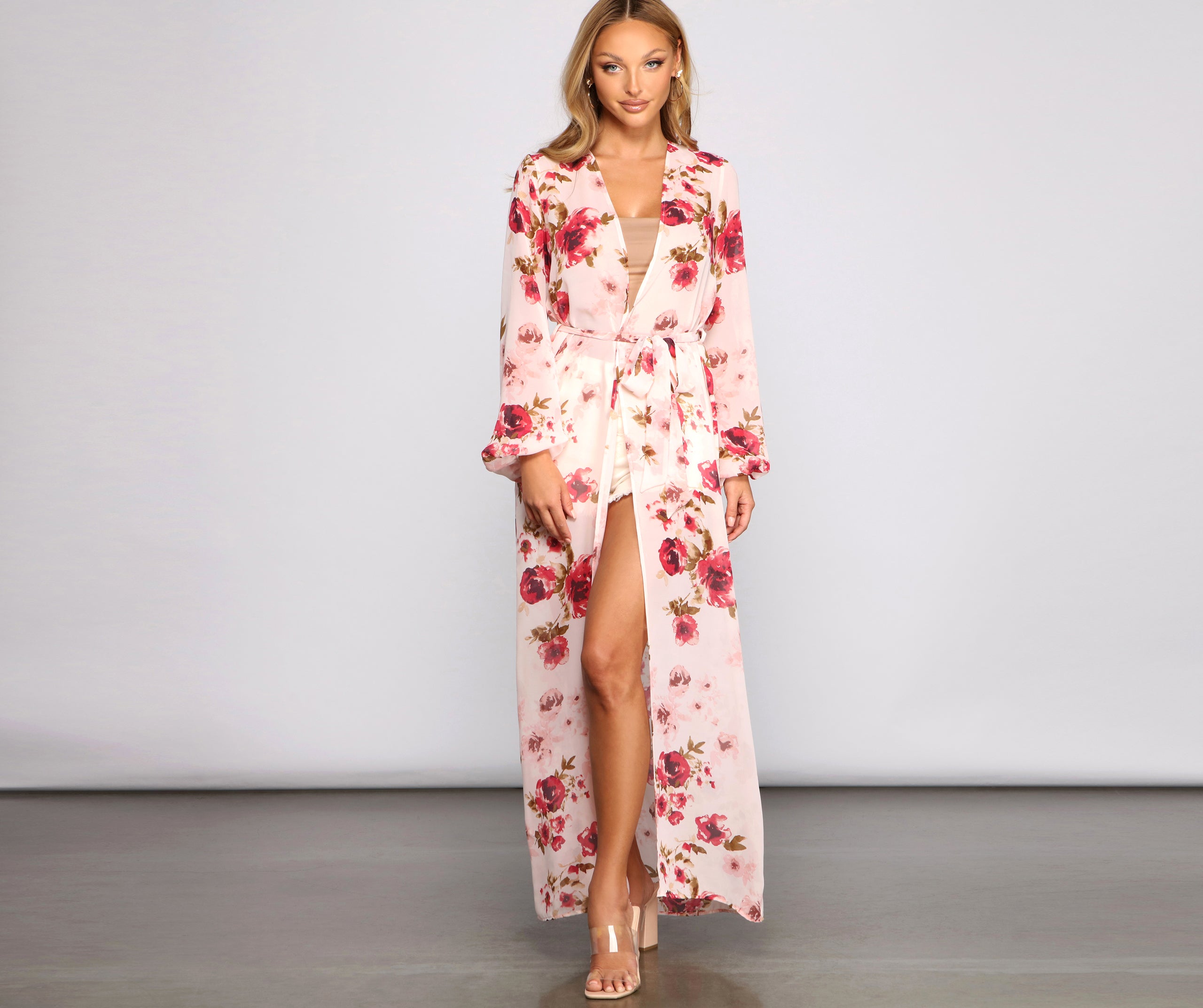 Embraced In Beauty Chiffon Floral Duster