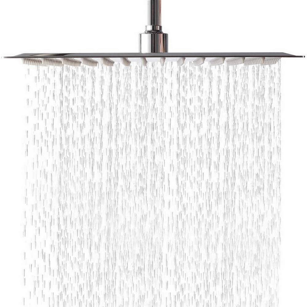 Aurora Decor Lotus 3-Spray Patterns 12 in. Square Ceiling Mount Full and Standard Rainfall Fixed Shower Head in Chrome AD-SH-F01082CH