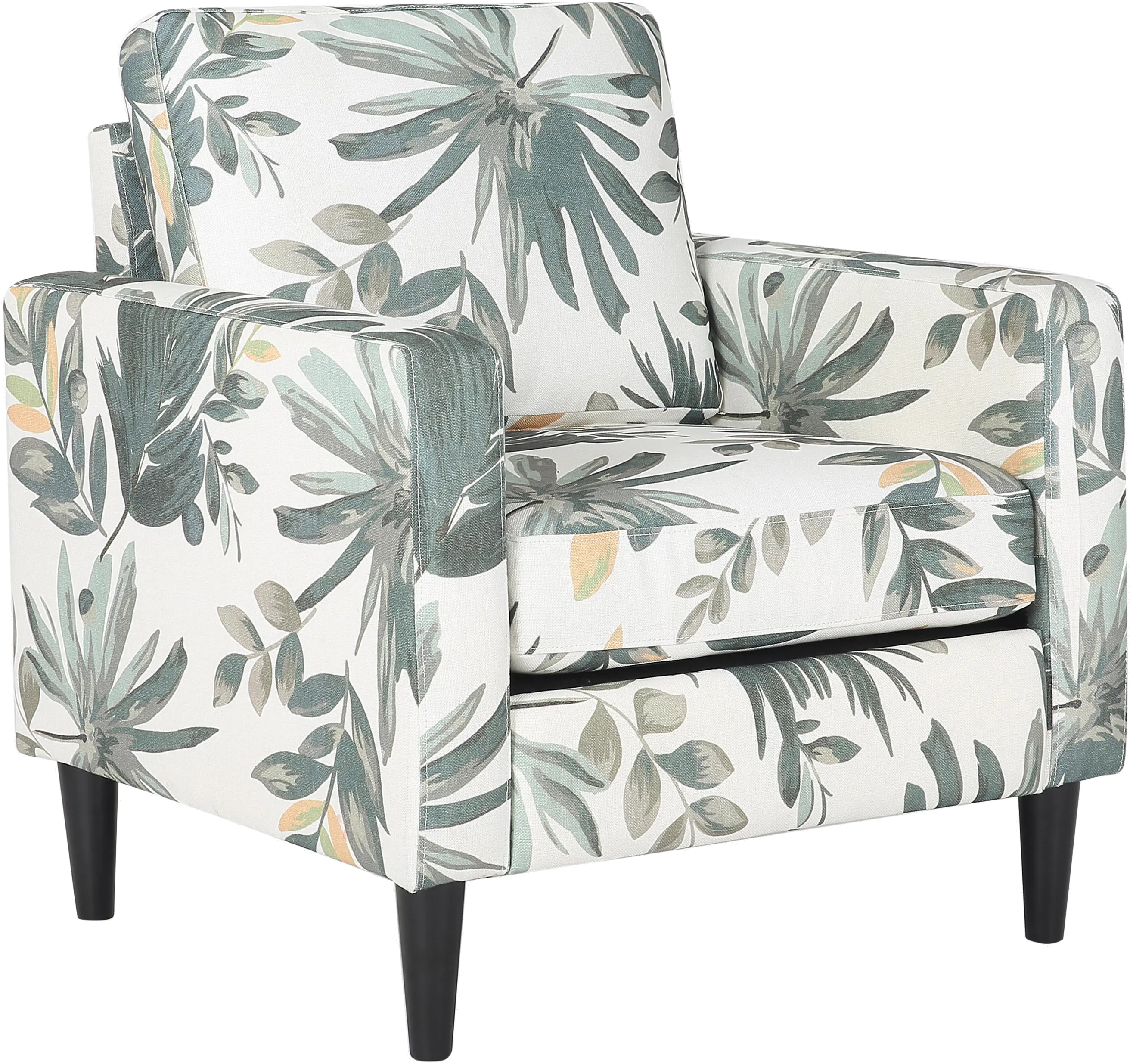 Wendy Contemporary Cream and Green Floral Accent Chair