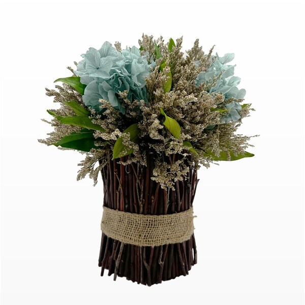 Preserved 10 Inch Decorative Hydrangea Standing Topiary Plant