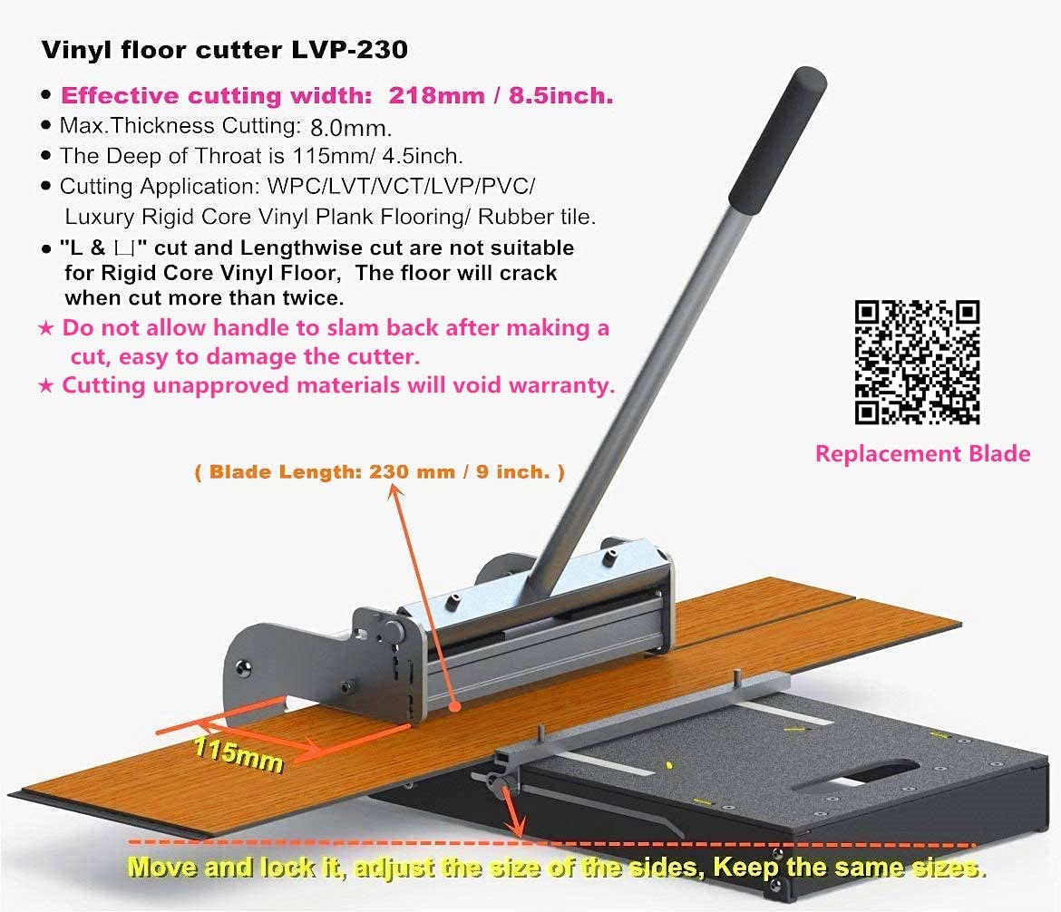 8 .5′′ (218mm)Pro LVT/VCT/LVP/PVC/WPC/Vinyl Plank Cutter LVP-230. Best buy!