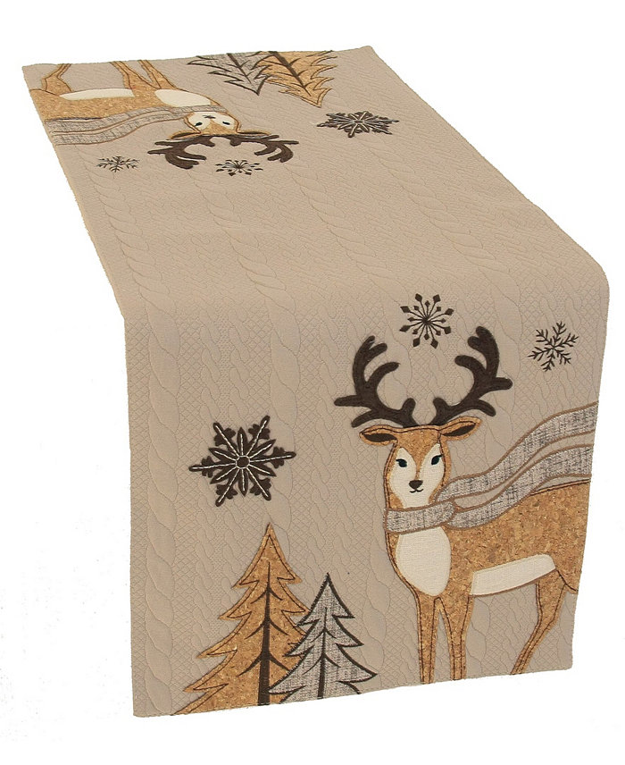 Manor Luxe Cozy Reindeer Christmas Table Runner