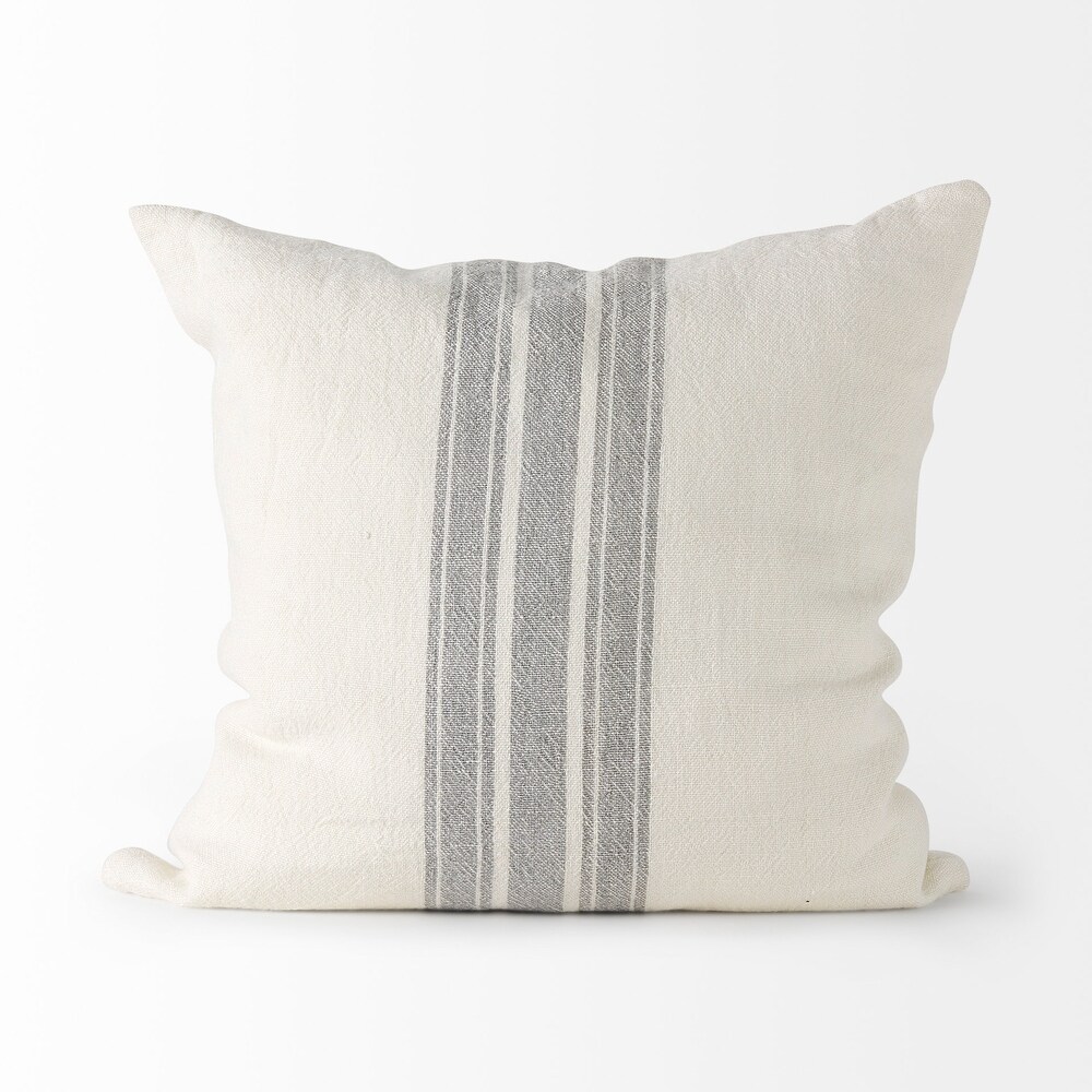 Patrice Cream w/ Gray Stripes Decorative Pillow Cover