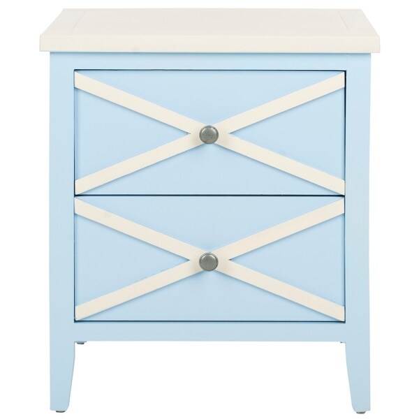 SAFAVIEH Sherrilyn Light Blue/ White Storage 2-drawer Side Table - 0