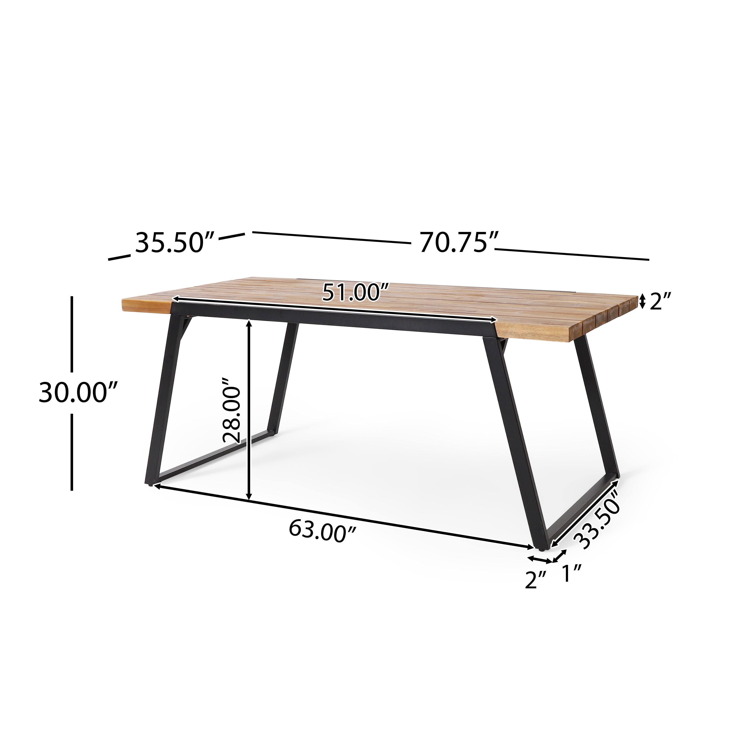 Gebo Outdoor Modern Acacia Wood Dining Table