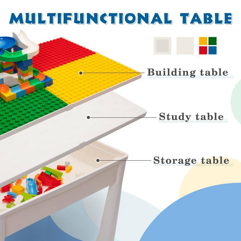 Nyeekoy Kids Block Building Table Activity Table and Chair Set with Storage Box Gray TH17M0705