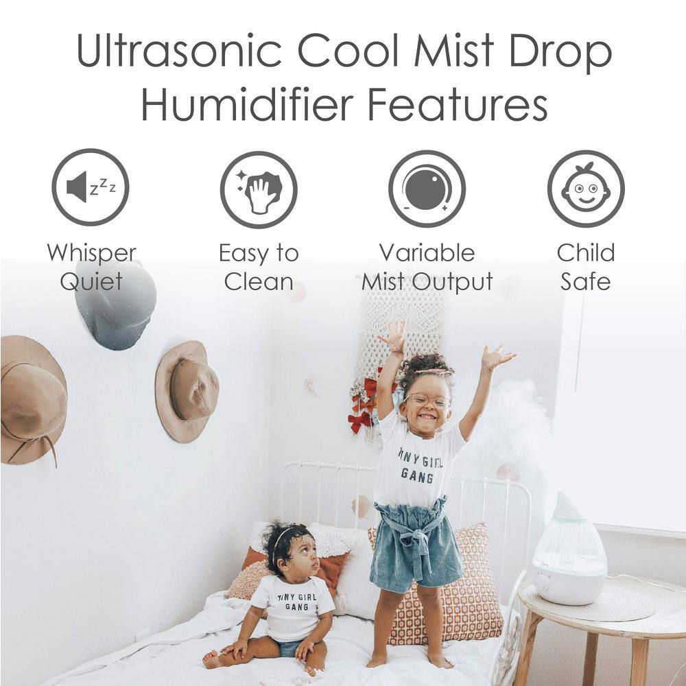 Crane 1 Gal. Drop Ultrasonic Cool Mist Humidifier for Medium to Large Rooms up to 500 sq. ft. - ClearWhite EE-5301CW