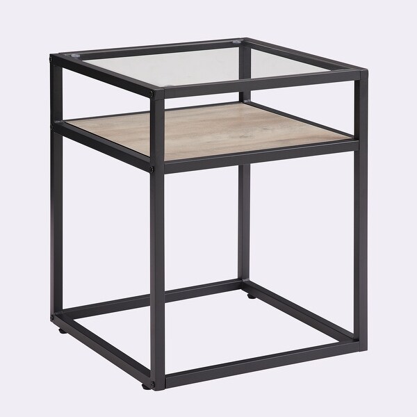 2-Tier Side Table Tempered Glass Top