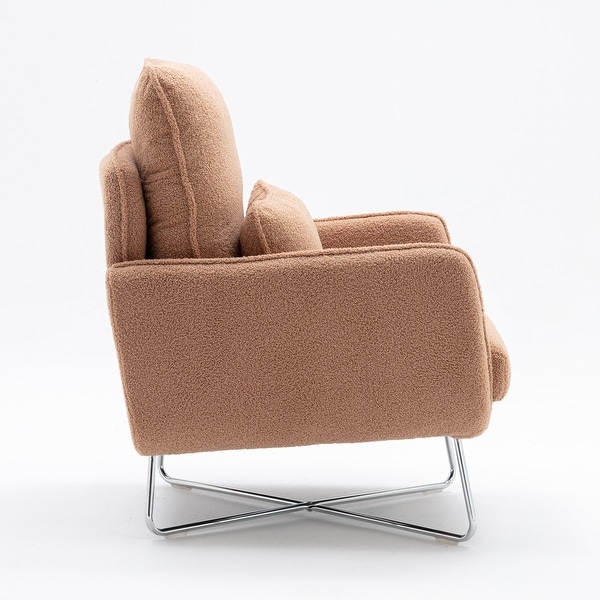 Plush Armchair with Lumbar Pillow for Living Room or Office， Espresso