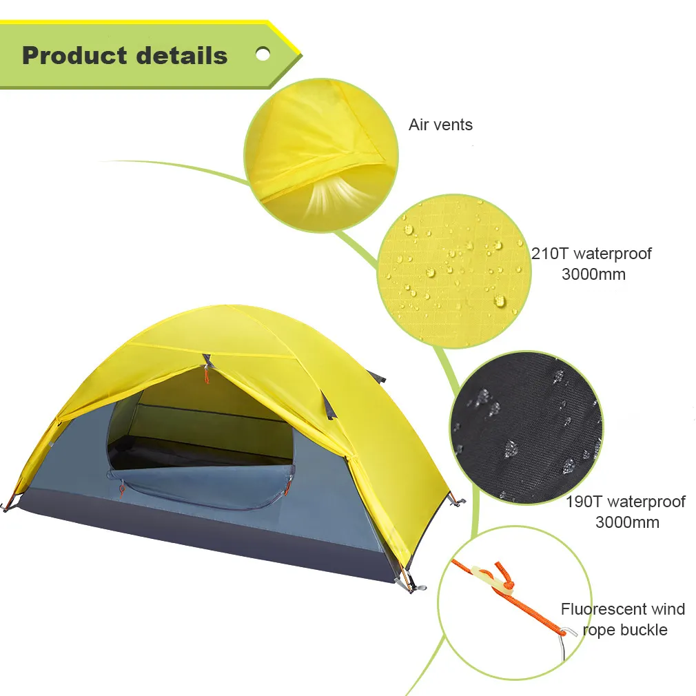 Waterproof Tent Foldable Wild Survival Camping Hiking Outdoor Ultralight Single Tent Summer