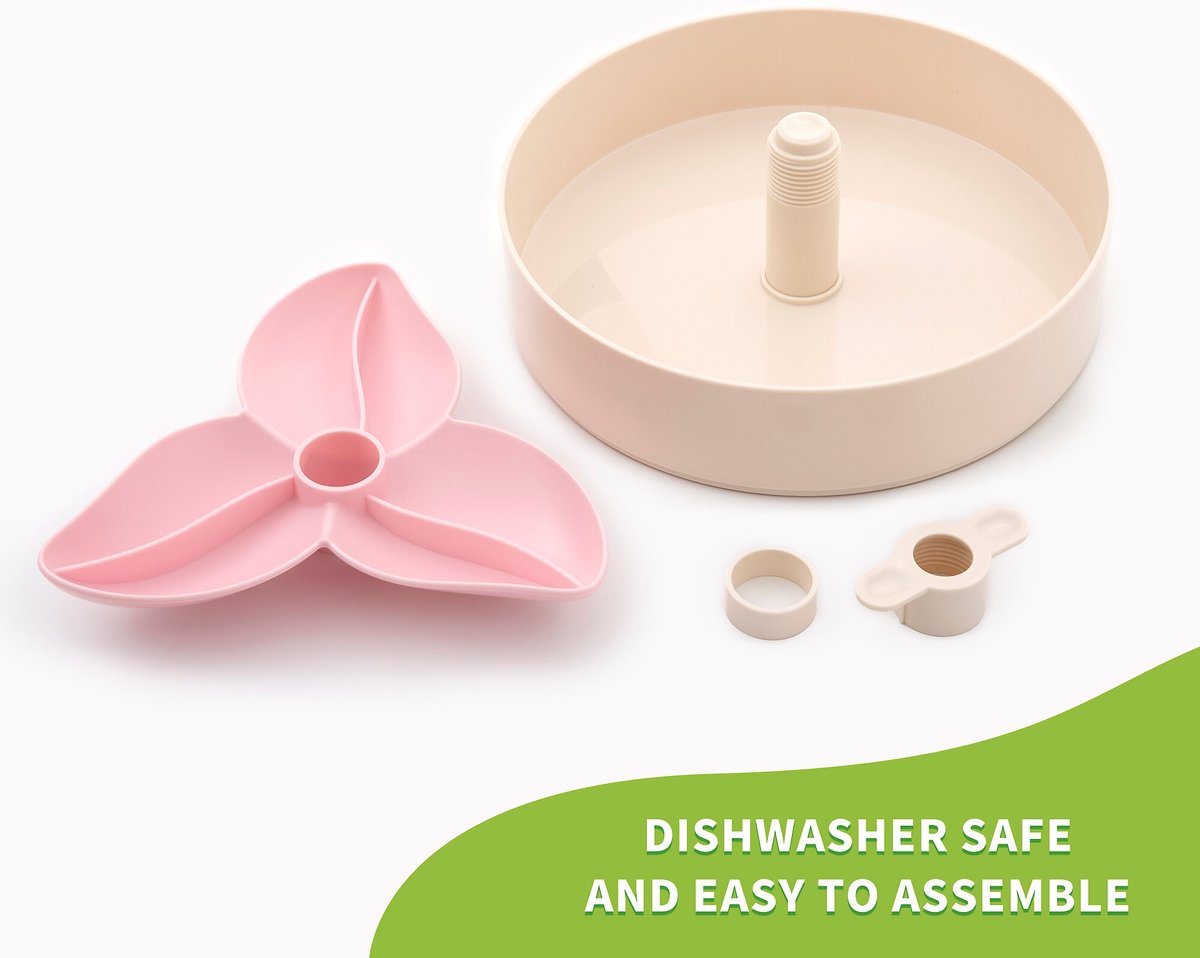 Pet Dream House SPIN Easy Level Bougainvillea Non-Skid Plastic Interactive Slow Feeder Dog Bowl