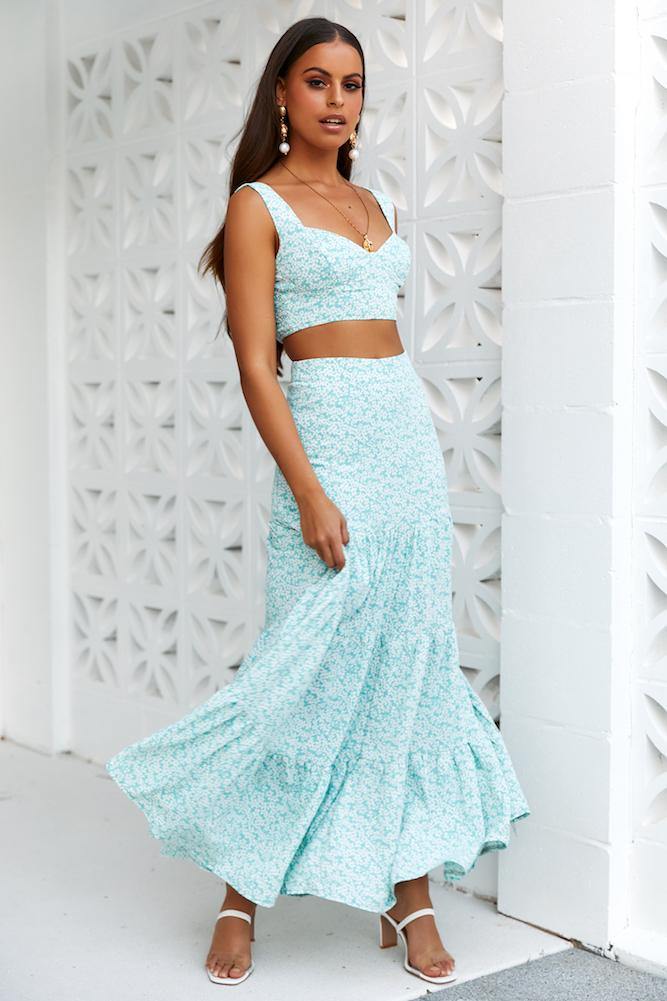 Love Me Always Maxi Skirt Aqua