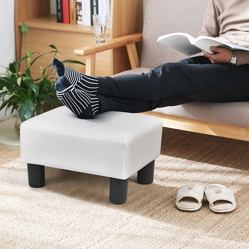 Small PU Leather Rectangular Seat Ottoman Footstool