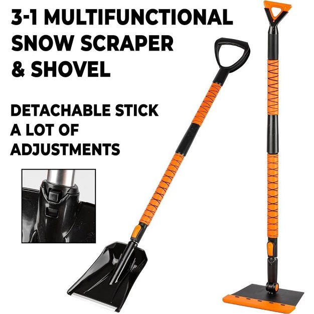 Rotating Snow Squeegee Head Extendable Ice Scraper Shovel Snow And Ice Remover 2 pack