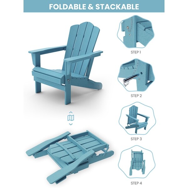 Classic Plastic Folding Outdoor Adirondack Chair Set Of 2