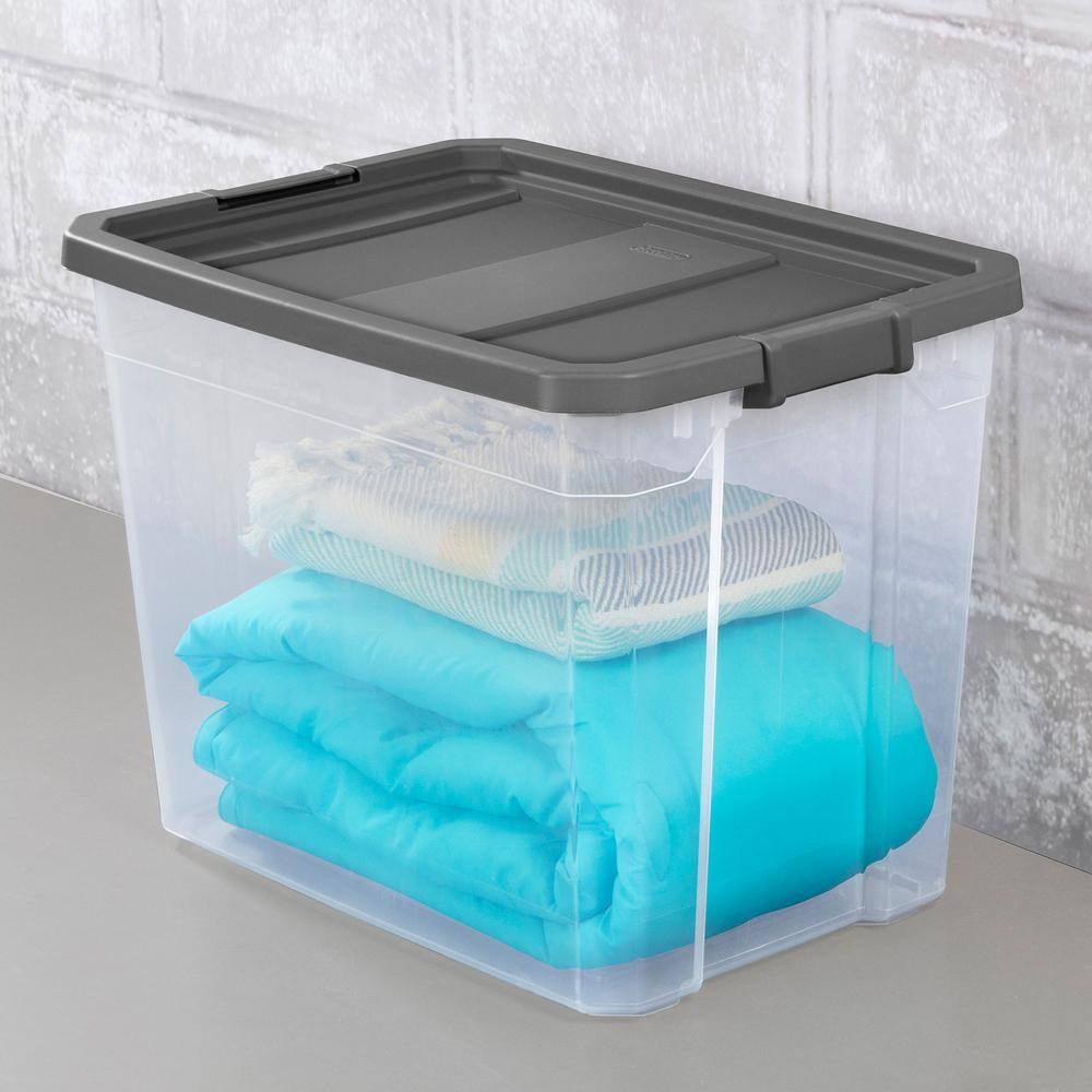 Sterilite 108 qt. Clear Stacker Storage Container Tote with Latching Lid (4-Pack) 4 x 14783V04