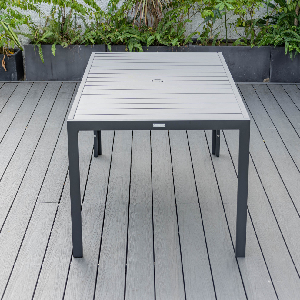 LeisureMod Chelsea 63″ Rectangular Outdoor Aluminum Dining Table   Midcentury   Outdoor Dining Tables   by LeisureMod  Houzz