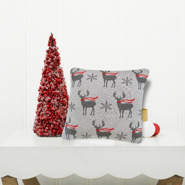 X 20 quot Deer Scarf Christmas Holiday Knitted Throw Pillow