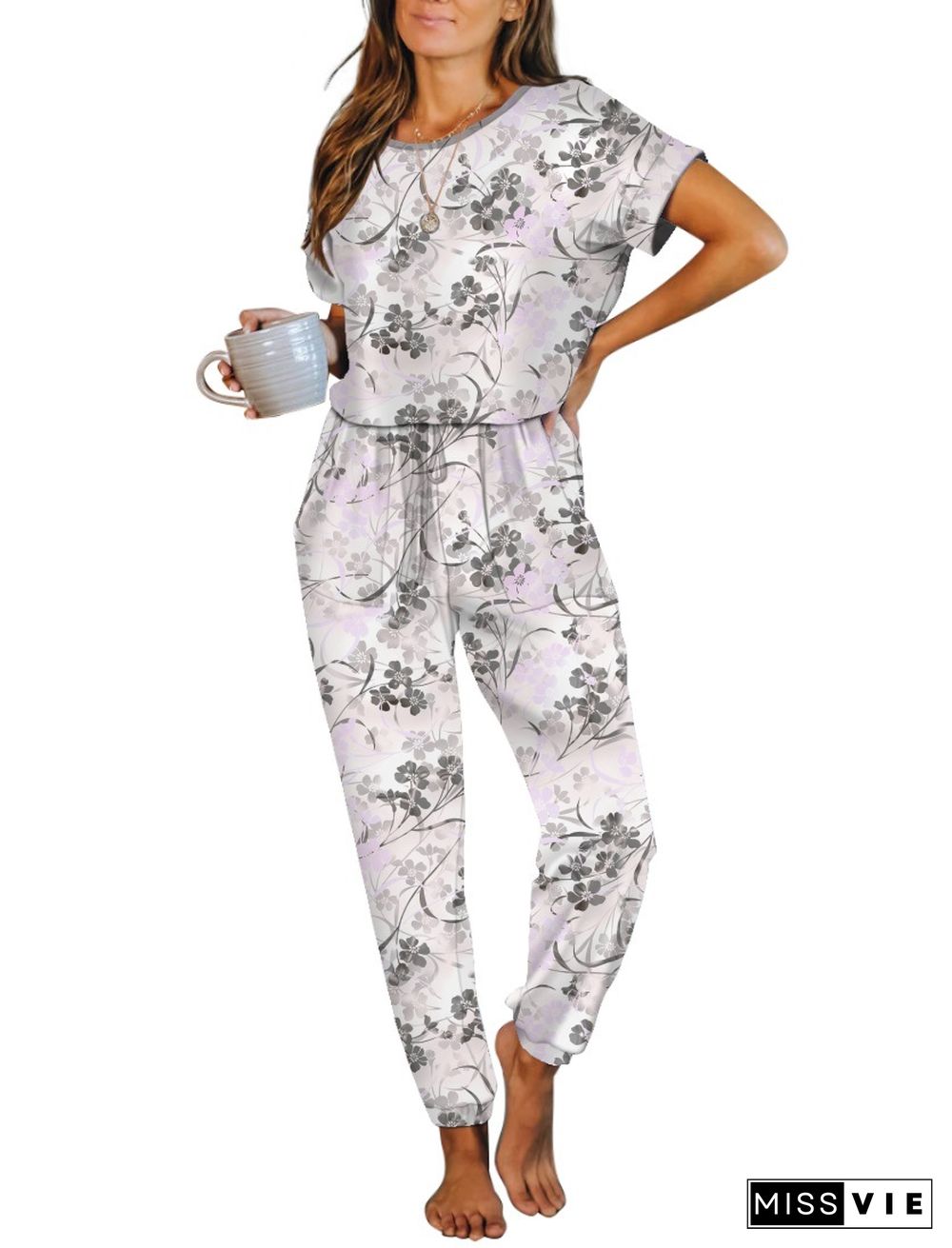 Floral Tie Dye One Piece Jumpsuit