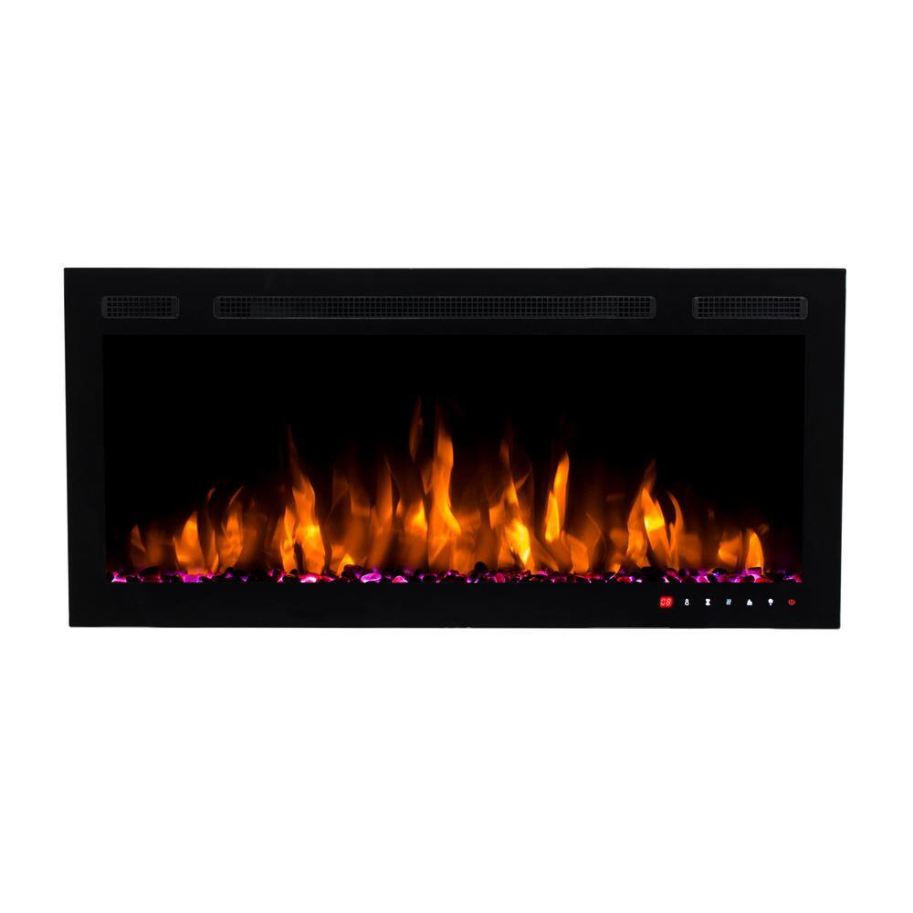 BLUEGRASS LIVING Slimline 36 Inch Wall Mount and Recessed Electric Fireplace 140282