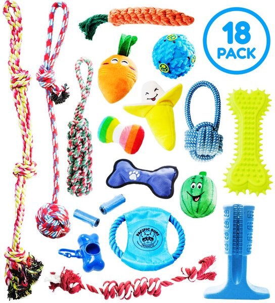 Pacific Pups Rescue Rope and Chew Dog Toy Variety Pack， 18 count