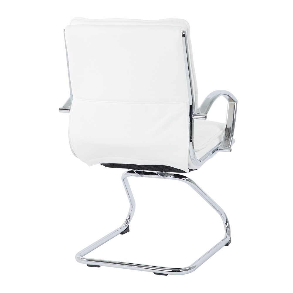 Guest Professional Faux Leather Chair with Chrome Sled Base and Removable Sleeves