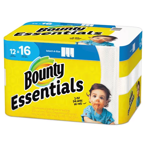 Bounty Essentials Select-A-Size Kitchen Roll Paper Towels， 2-Ply， 83 Sheets/roll， 12 Rolls/carton | Bundle of 2 Cartons