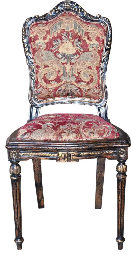 Vanity Chair Suzanna Antiqued Gold Leaf Wood  Carved Legs  Red   Traditional   Armchairs And Accent Chairs   by EuroLuxHome  Houzz