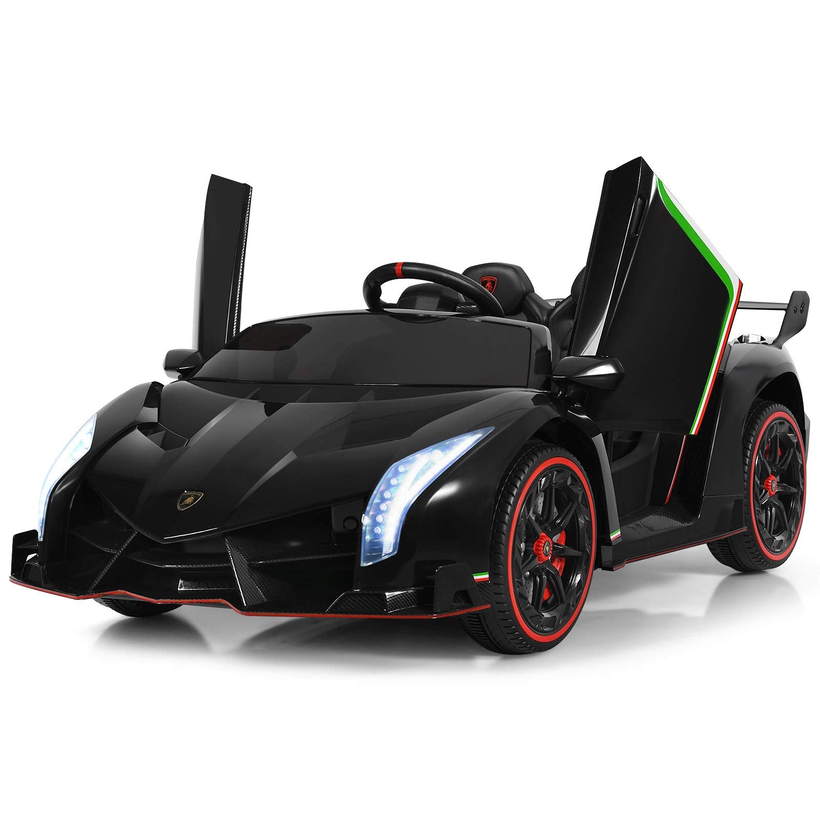 Costzon 2-Seater Ride on Car, Licensed Lamborghini Poison, 12V Battery Powered Car w/ 2.4G Remote Control