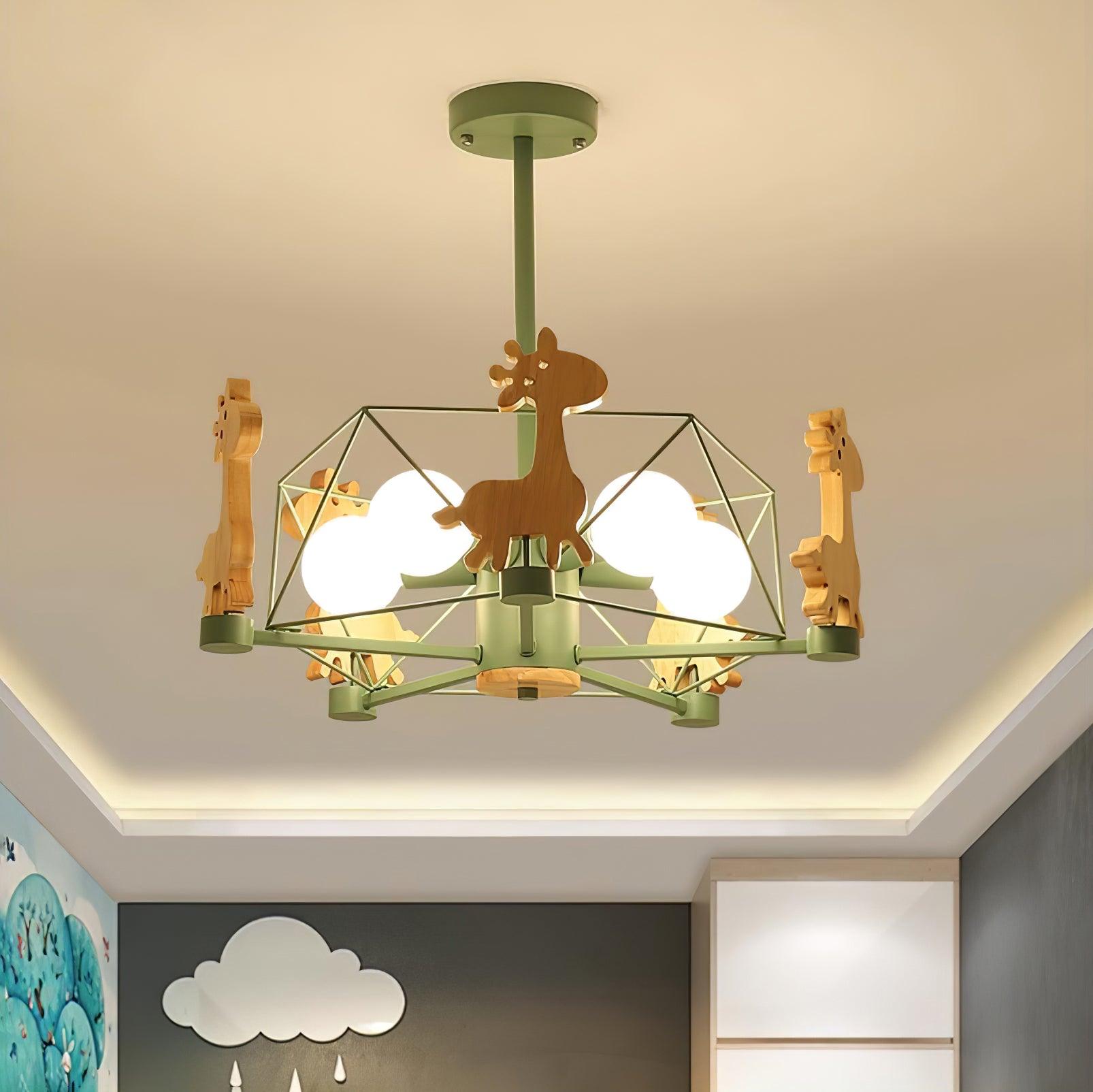 Lovely Deer Wooden Chandelier