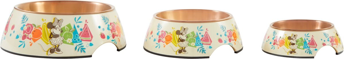 Disney Minnie Mouse Summer Bamboo Melamine Stainless Steel Dog and Cat Bowl