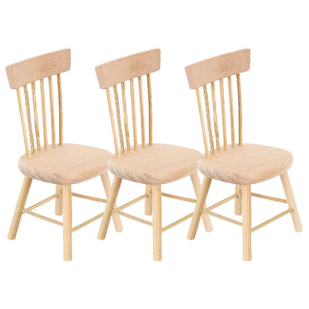 3pcs Doll House Chairs Furniture Miniature Chairs Doll House Decors Accessories