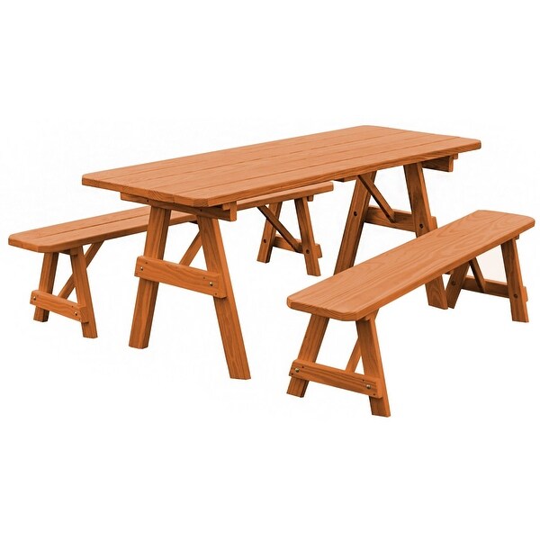 Pressure Treated Pine 8' Traditional Picnic Table with 2 Benches