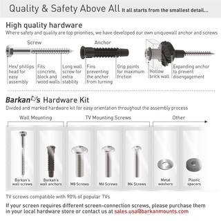 Barkan a Better Point of View Barkan 29 in. to 65 in. Full Motion - 3 Movement Flat  Curved TV Ceiling Mount White  Black Telescopic Adjustment 3500.W