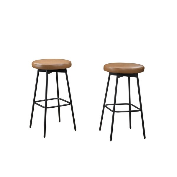 LuXeo Doheny Black Steel Legs Swivel Barstool (Set of 2) - N/A