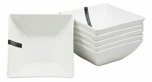 1 Pack Of 6 Kitchen Dining Contemporary White Porcelain Square Bowls 18oz 5.25W EBR02