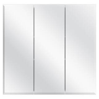 Glacier Bay 30-38 in. W x 30-316 in. H Frameless Surface-Mount Tri-View Bathroom Medicine Cabinet 45402