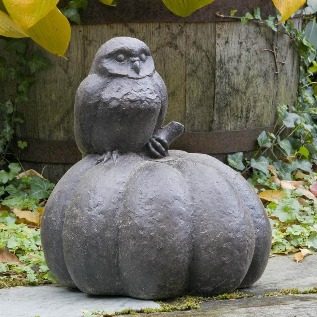 Campania International Owl on Pumpkin Statue