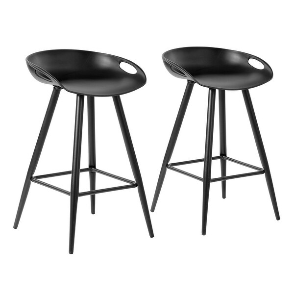 Homy Casa 24'' Plastic Seat Counter Bar Stools (Set of 2)